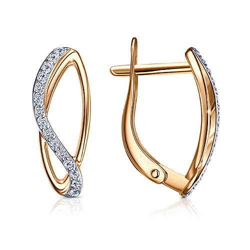 Cercei din aur roșu cu pietre Cubic Zirconia Incolor