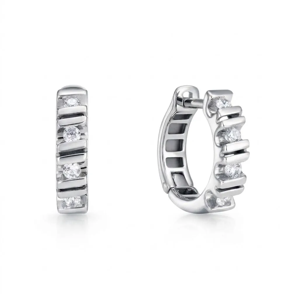 Cercei din aur alb cu Cubic Zirconia Incolor