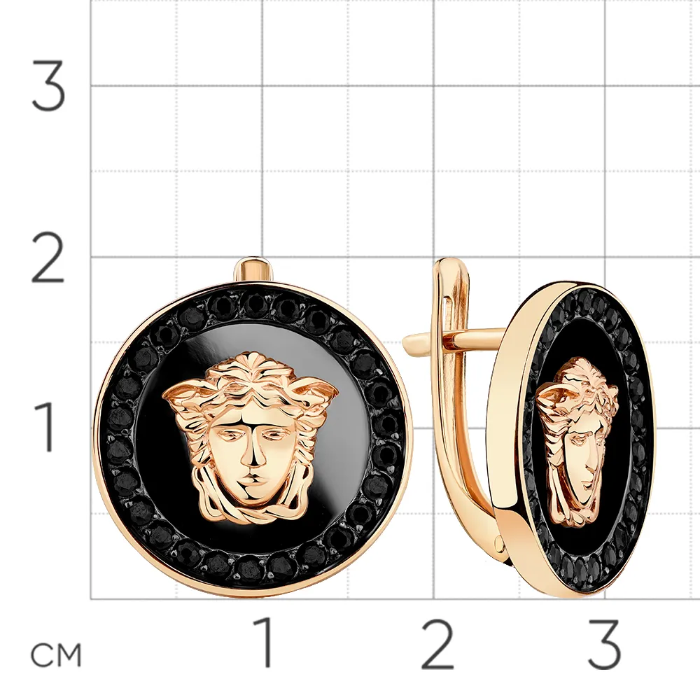 Cercei din aur roșu cu Cubic Zirconia Negru
