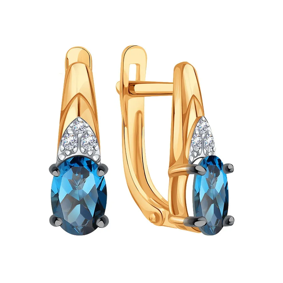 Cercei din aur roșu cu Cubic Zirconia Incolor, Topaz London
