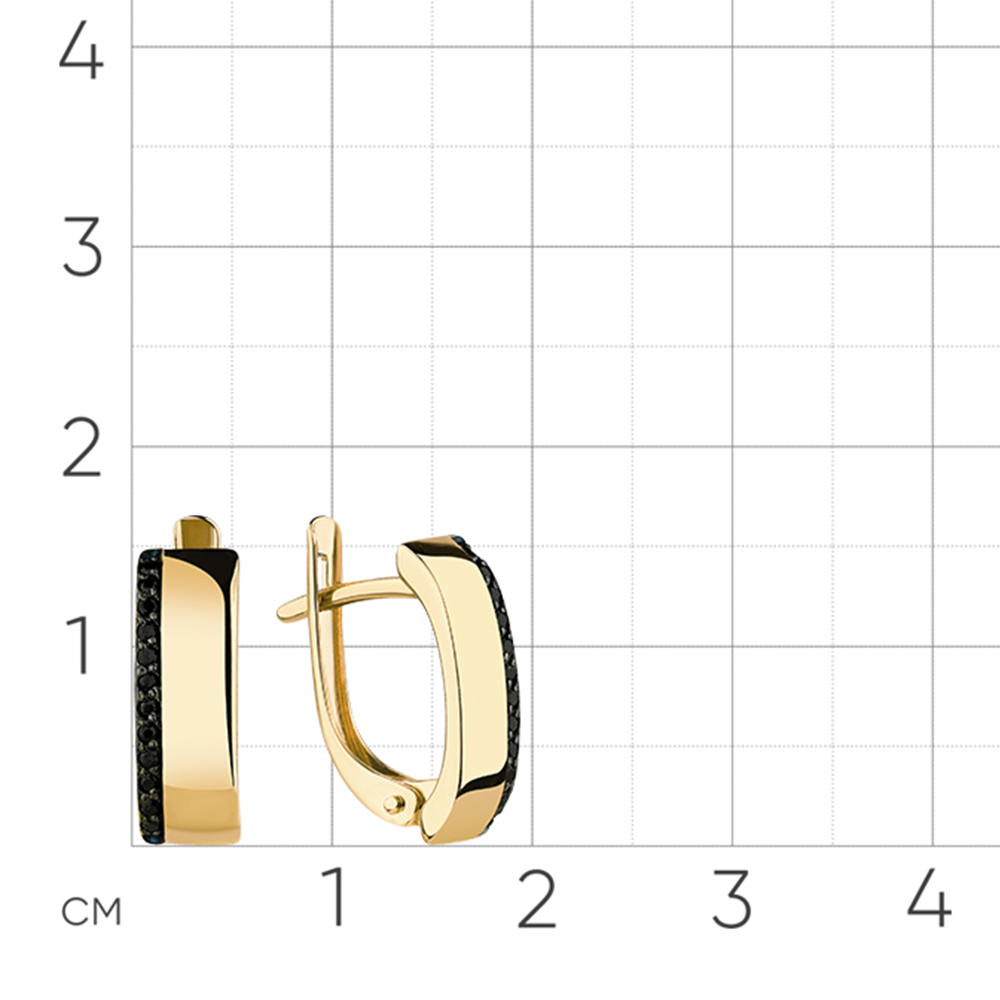 Cercei din aur roșu cu pietre Cubic Zirconia Negru