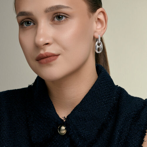 Серьги Конго из серебра с камнями Фианит