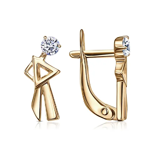 Cercei din aur roșu cu Cubic Zirconia Incolor