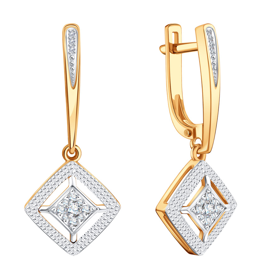 Cercei Suspendați din aur roșu cu pietre Diamant