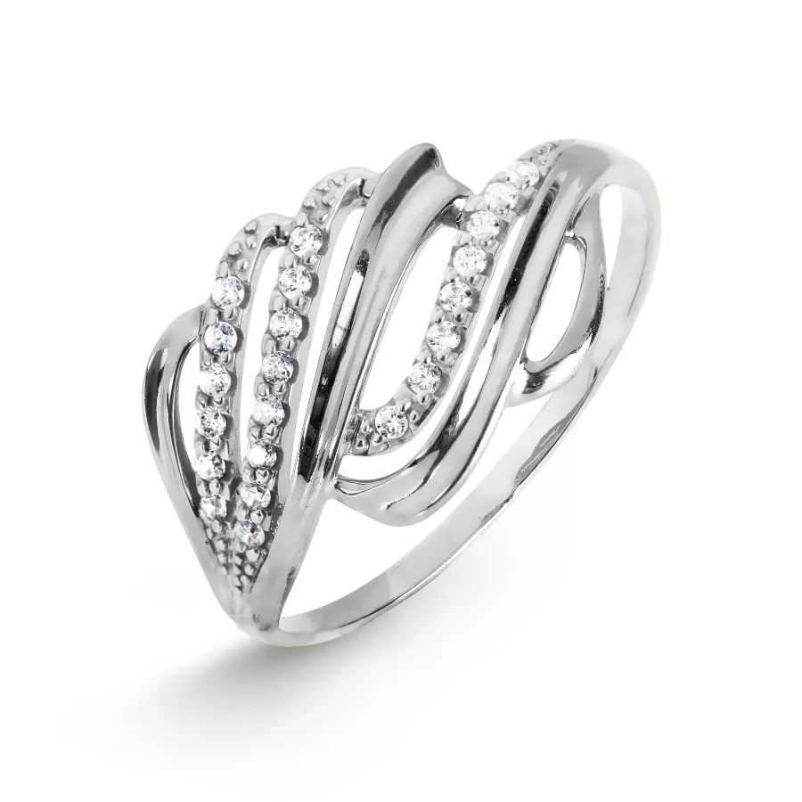 Inel din aur alb cu Cubic Zirconia Incolor