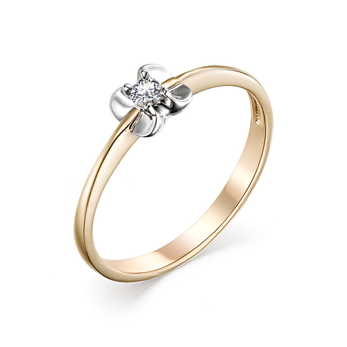 Кольцо из красного золота с камнями Бриллиант