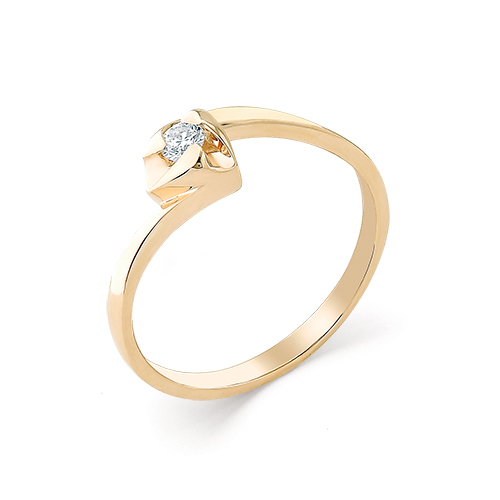 Кольцо из красного золота с камнями Бриллиант