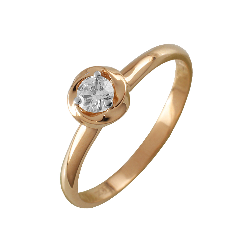 Кольцо из красного золота с камнями Бриллиант