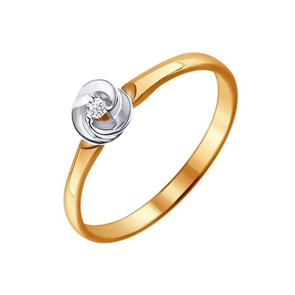 Кольцо из красного золота с камнями Бриллиант