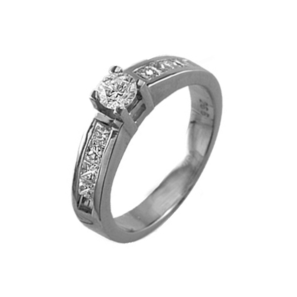 Кольцо из белого золота с камнями Бриллиант