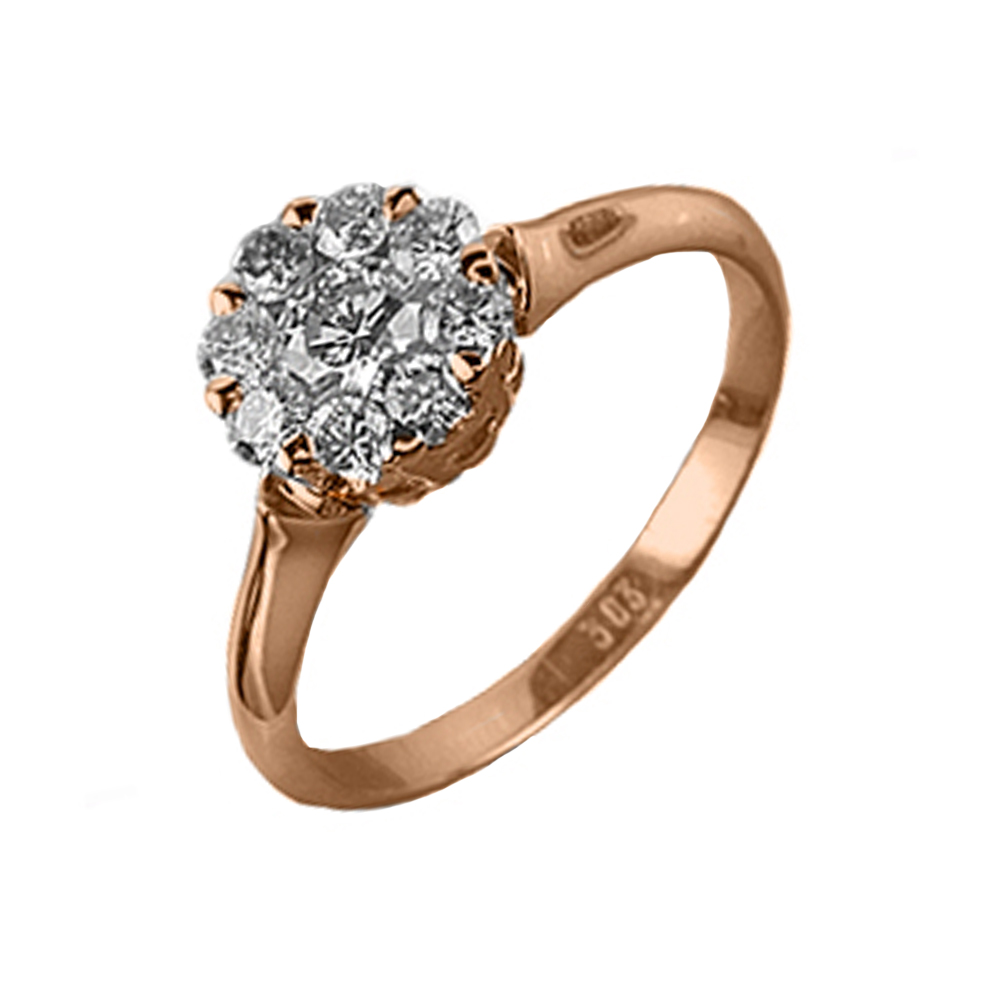 Кольцо из красного золота с камнями Бриллиант