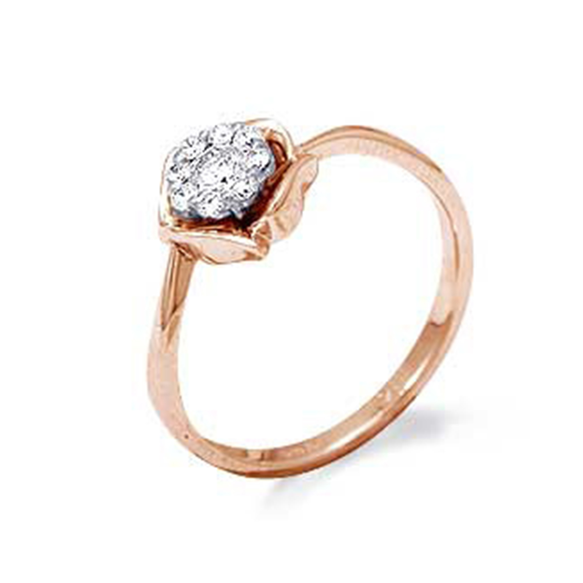 Кольцо из белого и красного золота с камнями Бриллиант