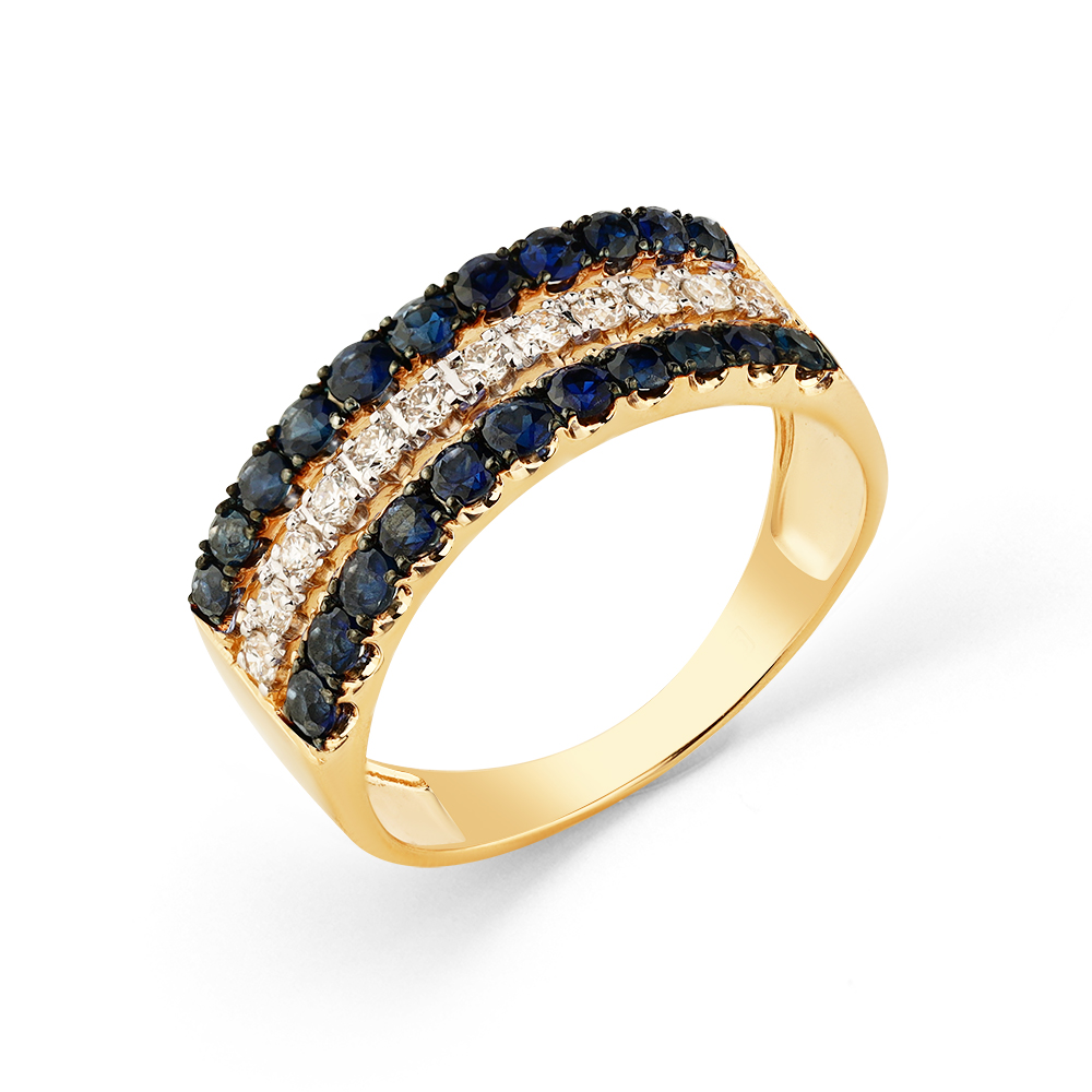 Inel din aur roșu cu pietre Diamant, Safir