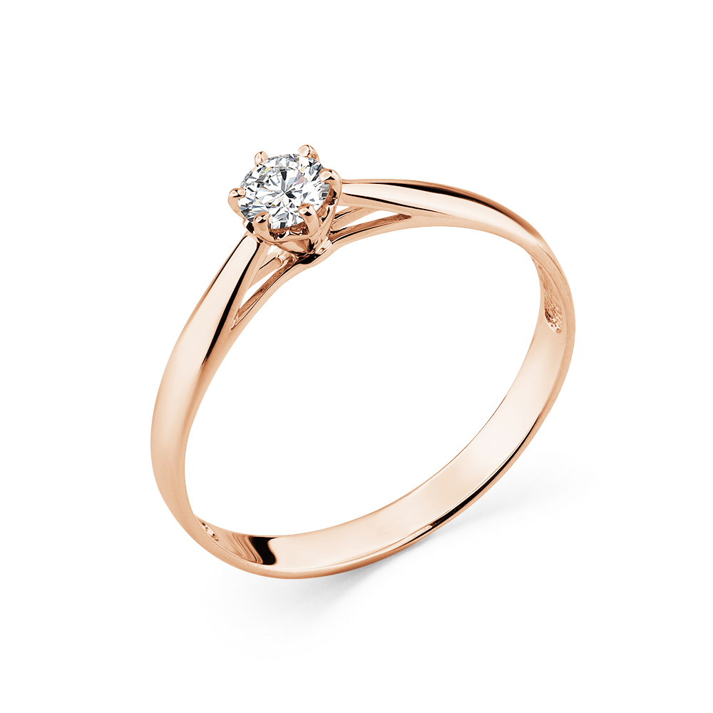 Кольцо из красного золота с камнями Бриллиант