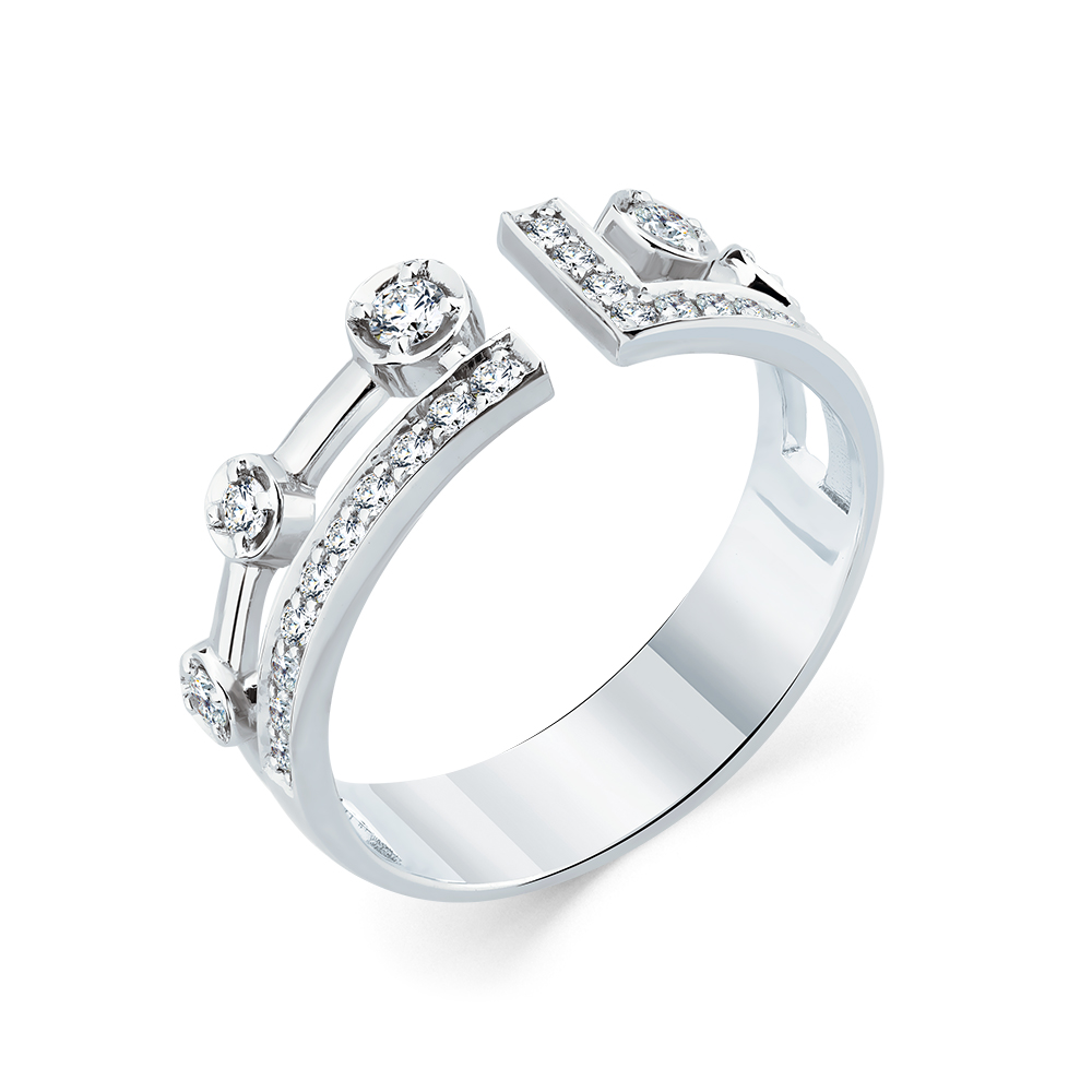 Inel din aur alb cu pietre Diamant