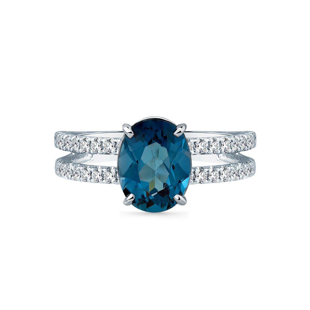 Inel din aur alb cu pietre Diamant, Topaz London