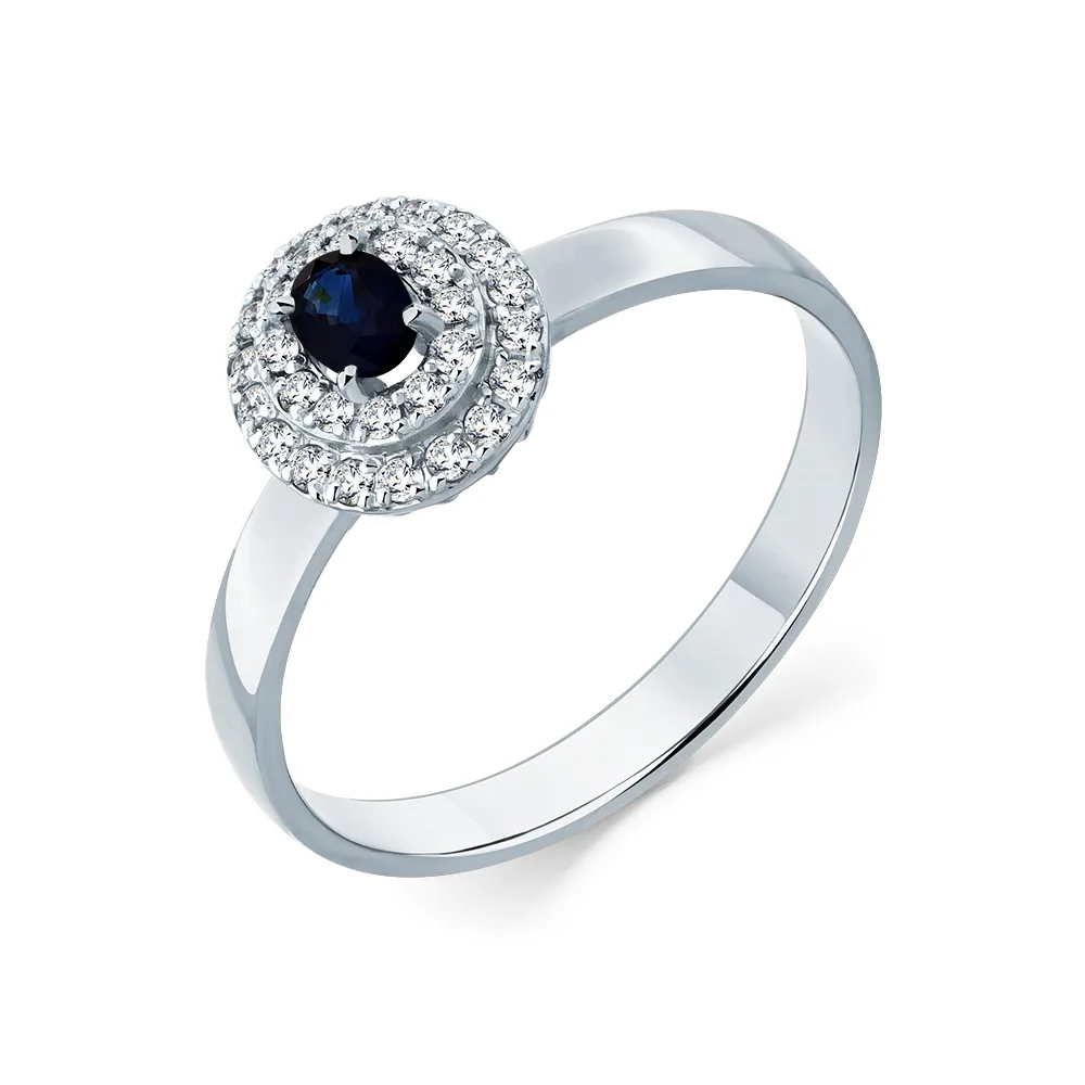 Inel din aur alb cu Diamant, Safir