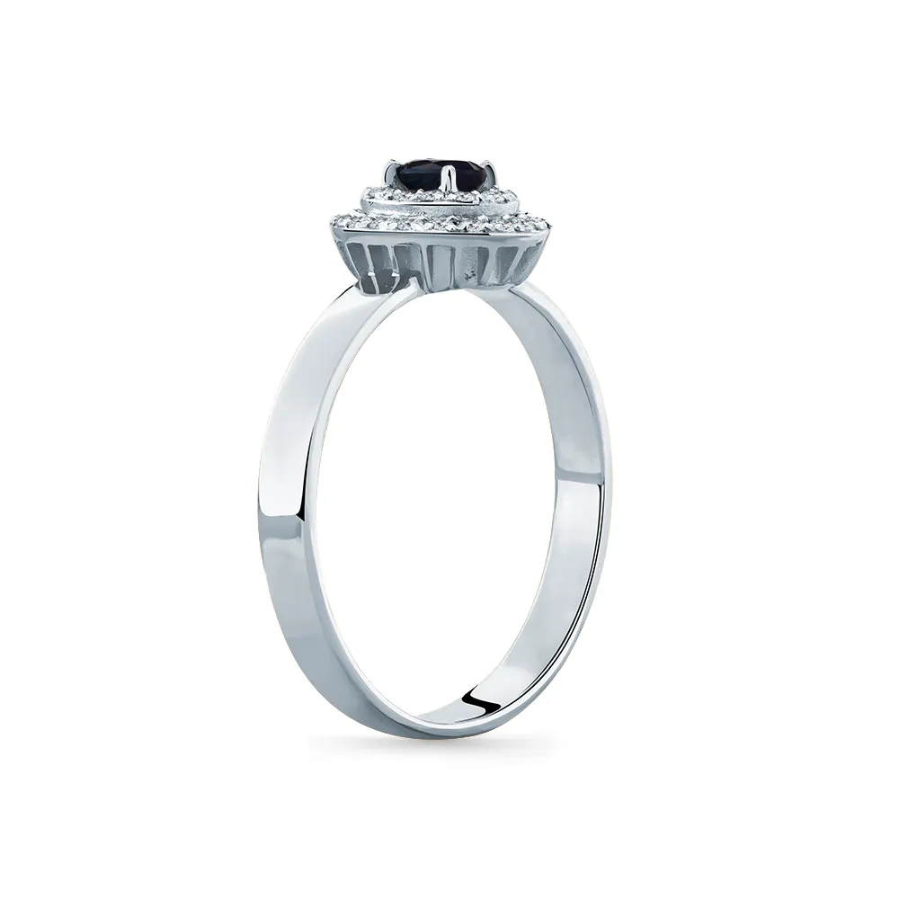 Inel din aur alb cu Diamant, Safir