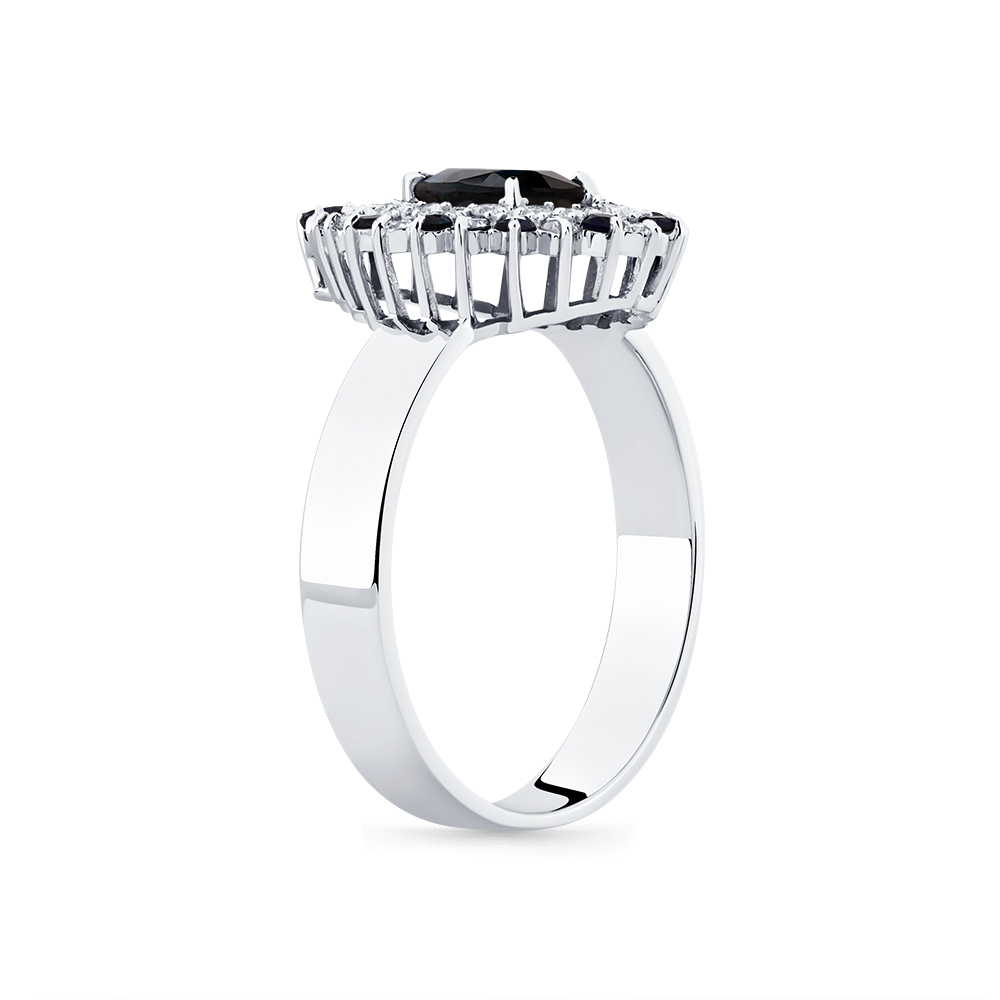 Inel din aur alb cu Diamant, Safir