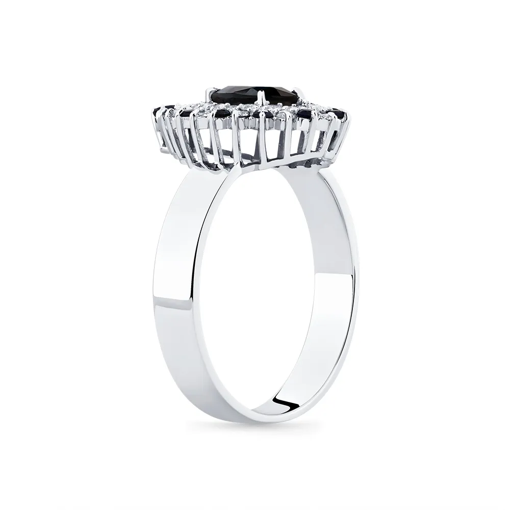 Inel din aur alb cu Diamant, Safir