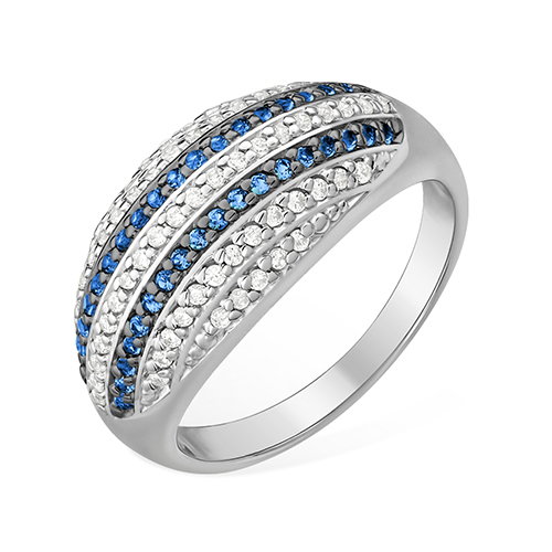 Inel din argint  cu pietre Cubic Zirconia Incolor, Cubic Zirconia Albastru Safir