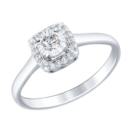 Inel din aur alb cu pietre Diamant