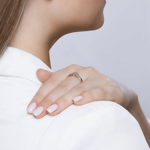 Inel din aur alb și roșu cu pietre Diamant