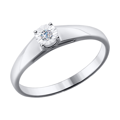 Кольцо из белого золота с камнями Бриллиант