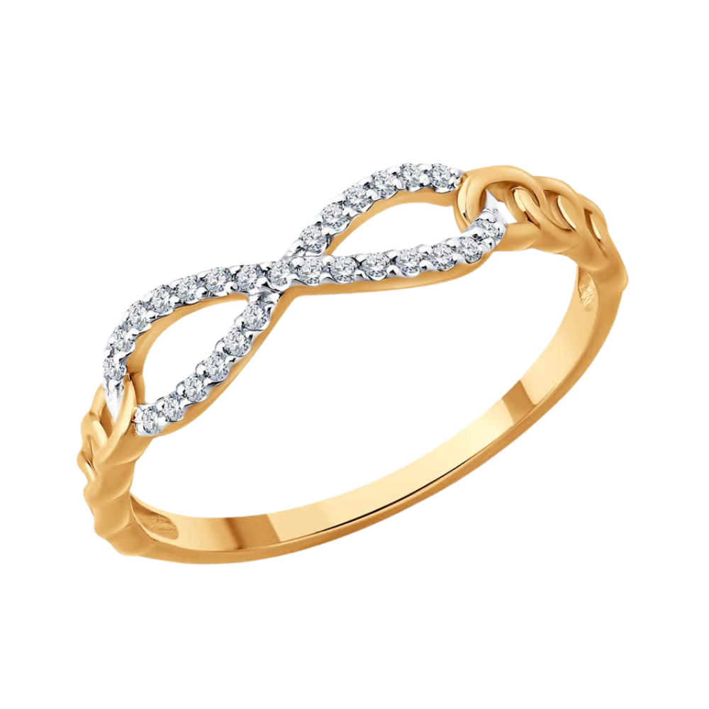 Кольцо из красного золота с камнями Бриллиант