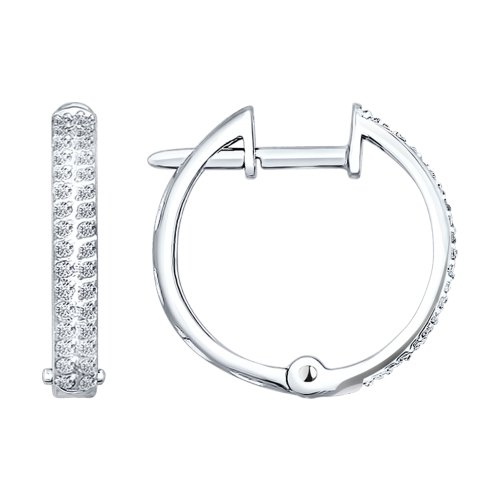 Серьги Конго из белого золота с камнями Бриллиант