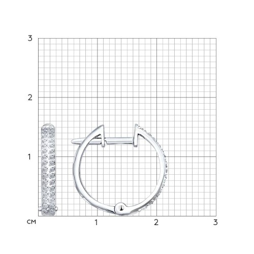 Серьги Конго из белого золота с камнями Бриллиант