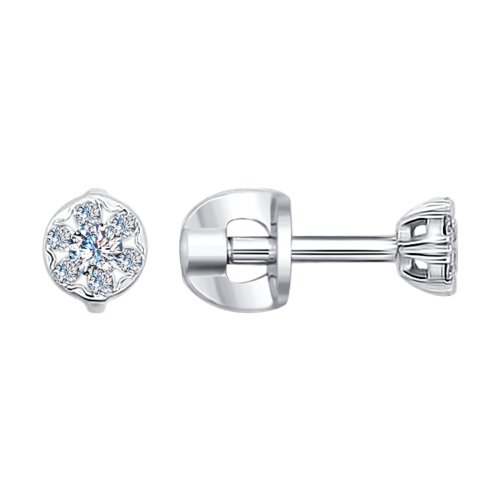 Cercei Pusete din aur alb cu pietre Diamant