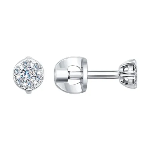 Cercei Pusete din aur alb cu Diamant