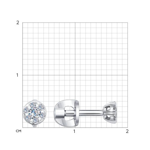 Cercei Pusete din aur alb cu pietre Diamant