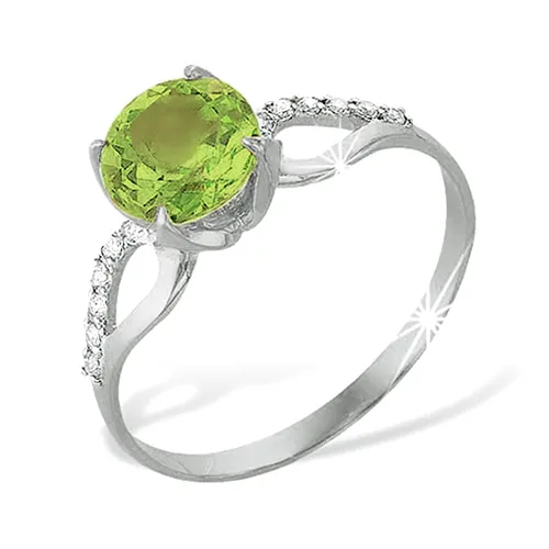 Inel din argint cu Cubic Zirconia Incolor, Crisolit