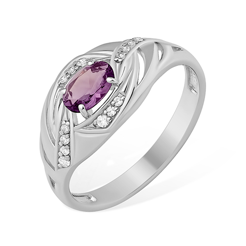 Inel din argint  cu pietre Cubic Zirconia Incolor, Ametist