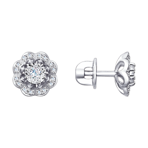 Cercei Pusete din aur alb cu pietre Diamant