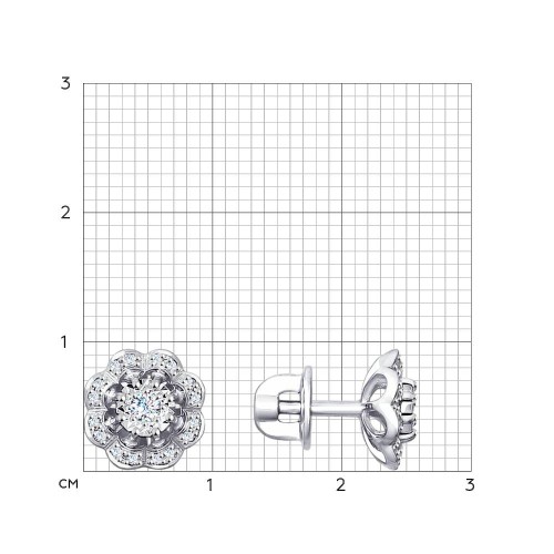 Cercei Pusete din aur alb cu pietre Diamant