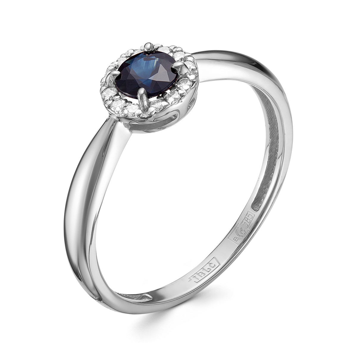 Inel din aur alb cu pietre Diamant, Safir