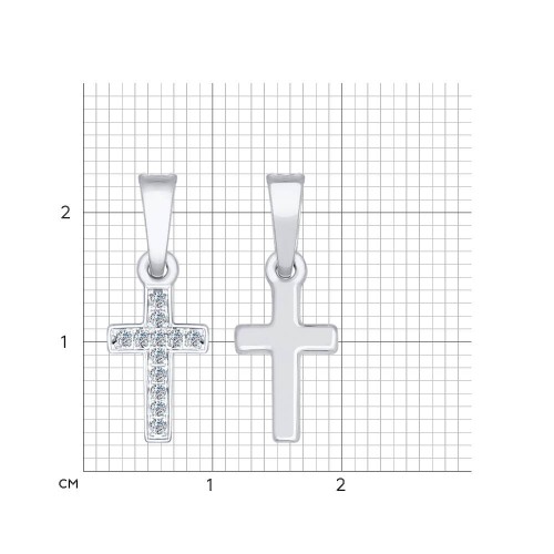 Cruce din aur alb cu pietre Diamant