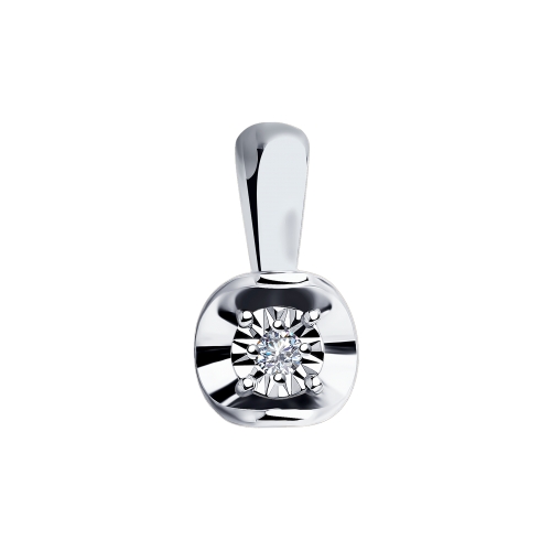 Pandantiv din aur alb cu pietre Diamant