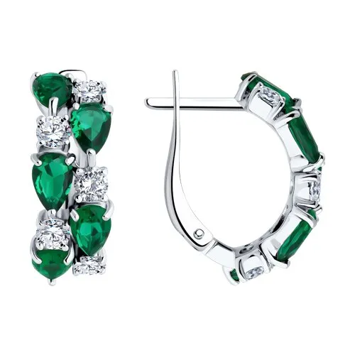 Cercei din argint cu Cubic Zirconia Incolor, Cubic Zirconia Verde