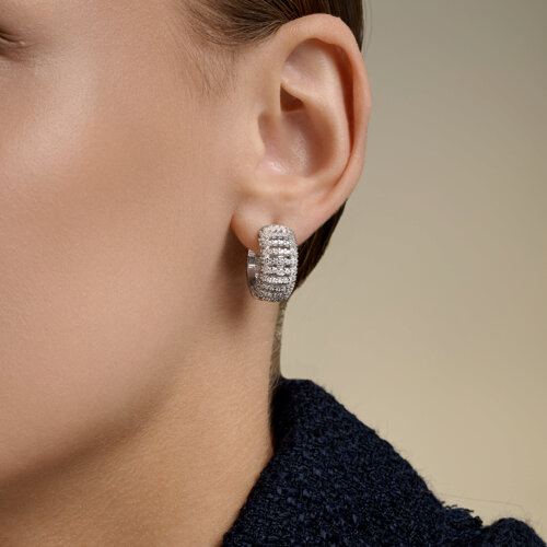 Cercei Creole din argint cu Cubic Zirconia Incolor