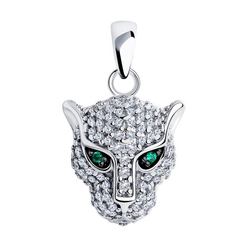 Pandantiv din argint  cu pietre Cubic Zirconia Incolor, Cubic Zirconia Verde