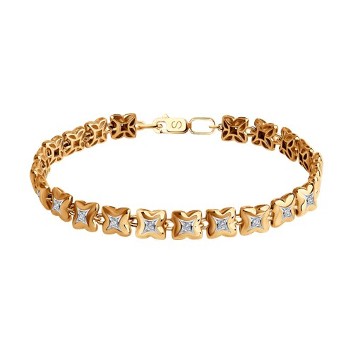 Браслет из красного золота с камнями Бриллиант