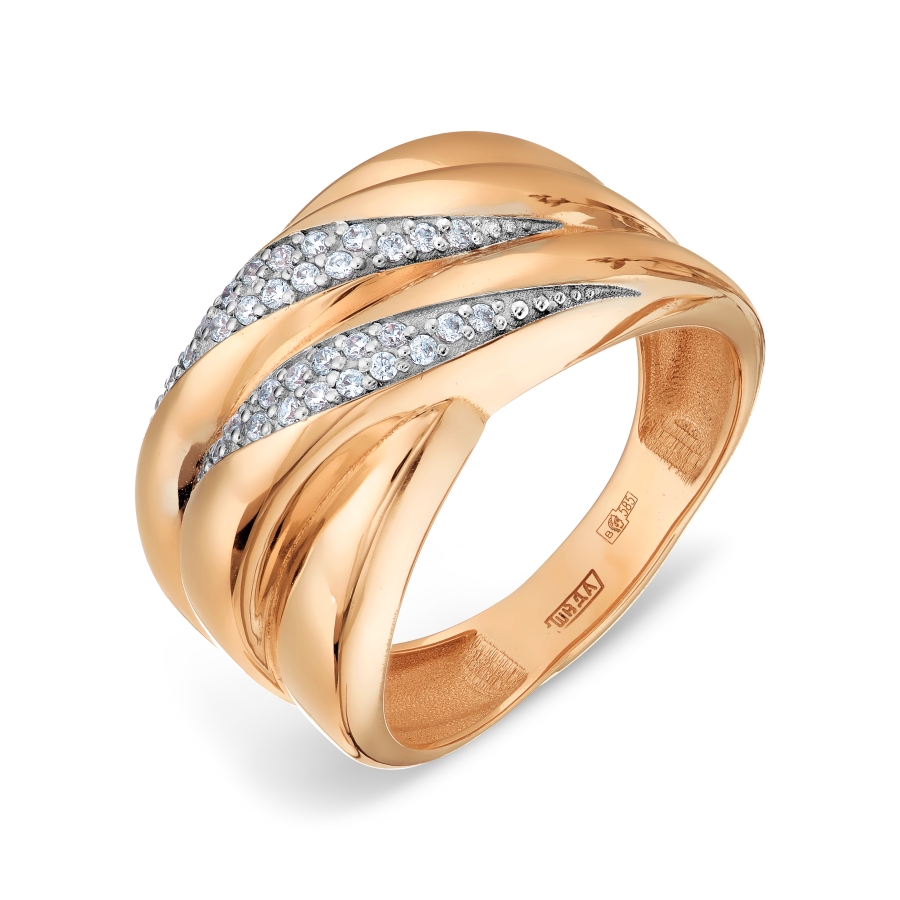 Inel din aur roșu cu pietre Cubic Zirconia Incolor