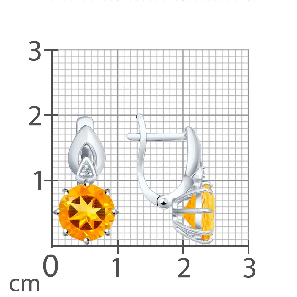 Cercei din argint cu Cubic Zirconia Incolor, Citrin