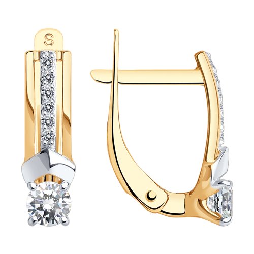 Cercei din aur roșu cu pietre Cubic Zirconia Incolor