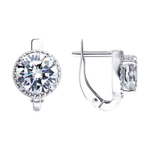 Серьги из серебра с камнями Фианит