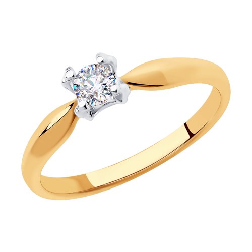 Inel din aur roșu cu pietre Cubic Zirconia Incolor